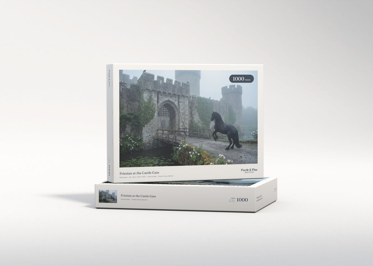 Friesian at the Castle Gate jigsaw puzzle - gift box