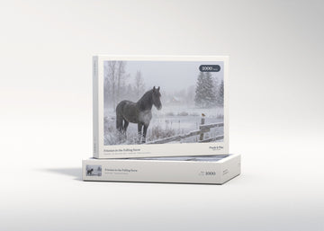 Friesian in the Falling Snow jigsaw puzzle - gift box