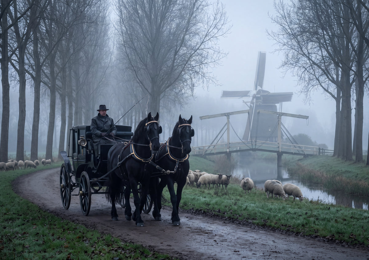Friesian Pair Pulling the Carriage jigsaw puzzle