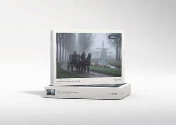 Friesian Pair Pulling the Carriage jigsaw puzzle - gift box
