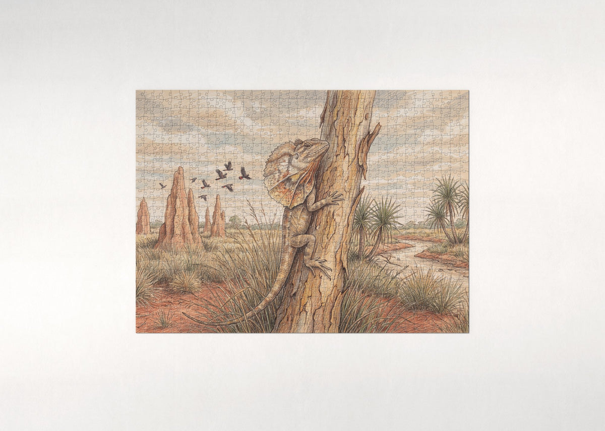 Frilled Lizard in the Outback jigsaw puzzle - flat puzzle