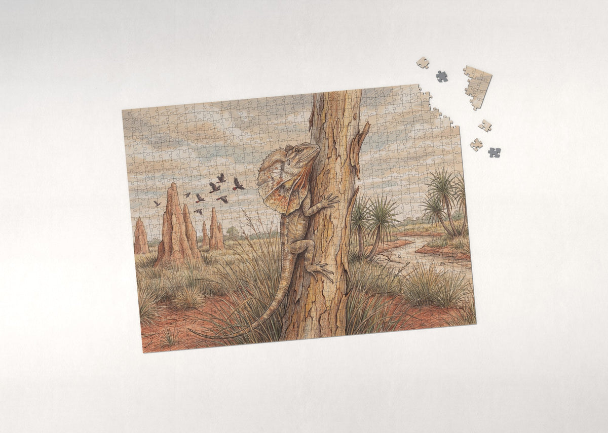 Frilled Lizard in the Outback jigsaw puzzle - puzzle with loose pieces