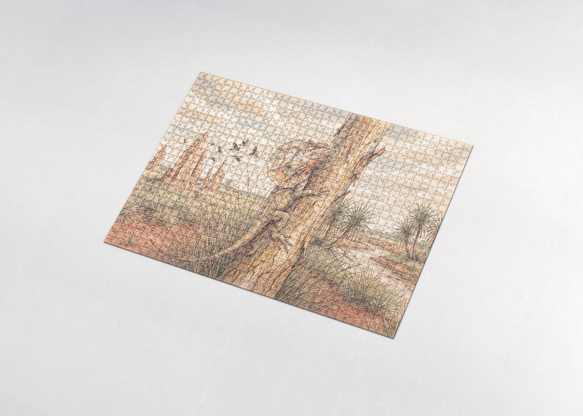 Frilled Lizard in the Outback jigsaw puzzle - assembled puzzle