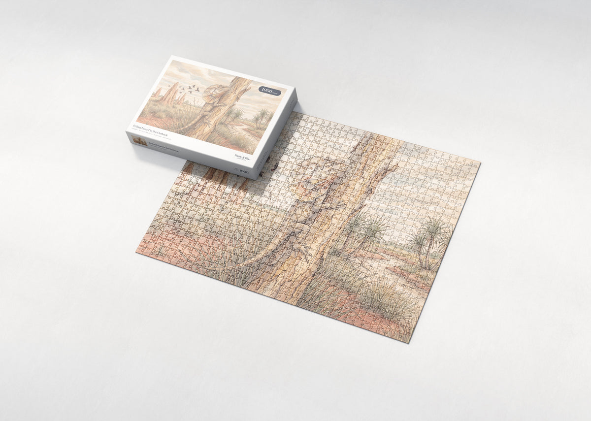 Frilled Lizard in the Outback jigsaw puzzle - box and puzzle