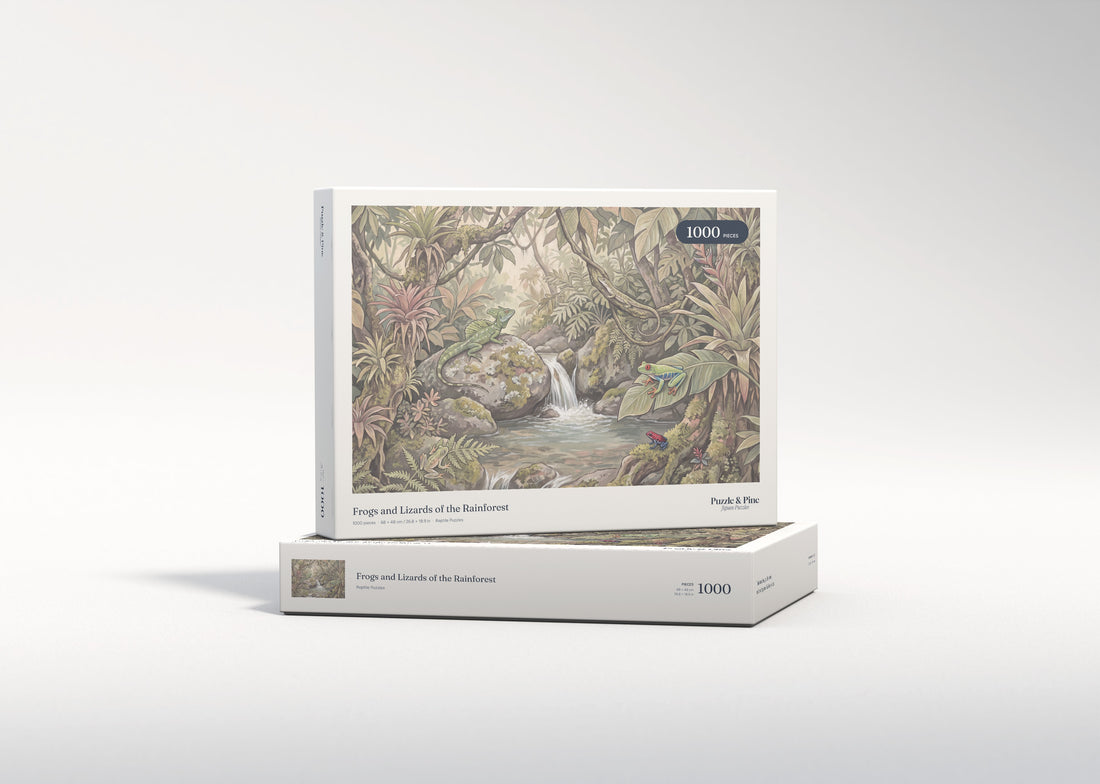 Frogs and Lizards of the Rainforest jigsaw puzzle - gift box
