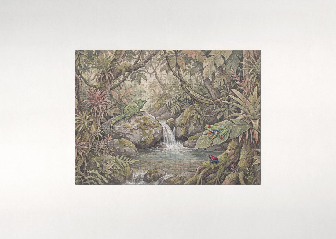 Frogs and Lizards of the Rainforest jigsaw puzzle - gift box