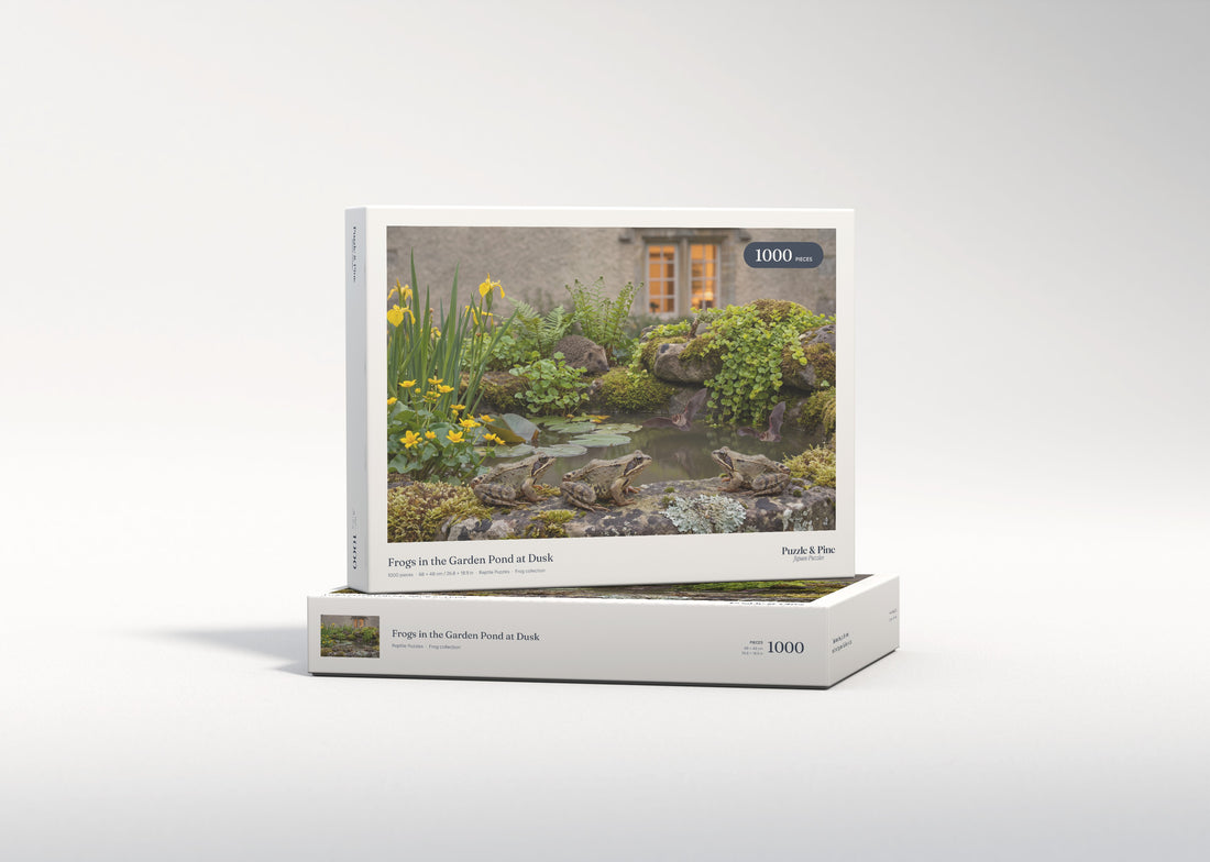 Frogs in the Garden Pond at Dusk jigsaw puzzle - gift box
