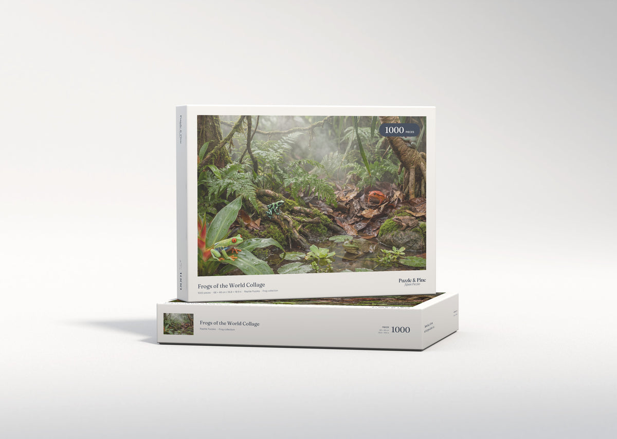 Frogs of the World Collage jigsaw puzzle - gift box