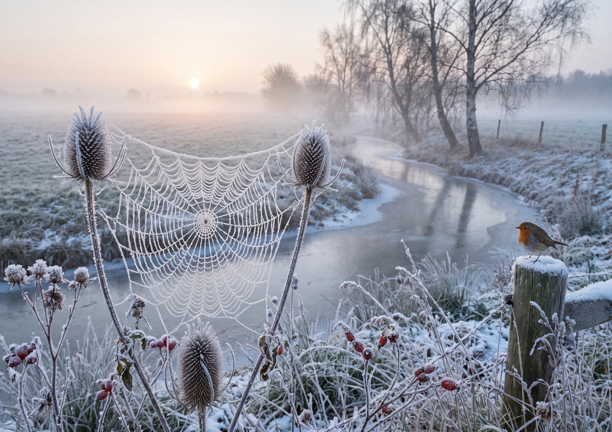 Frosted Spider Web in Winter jigsaw puzzle