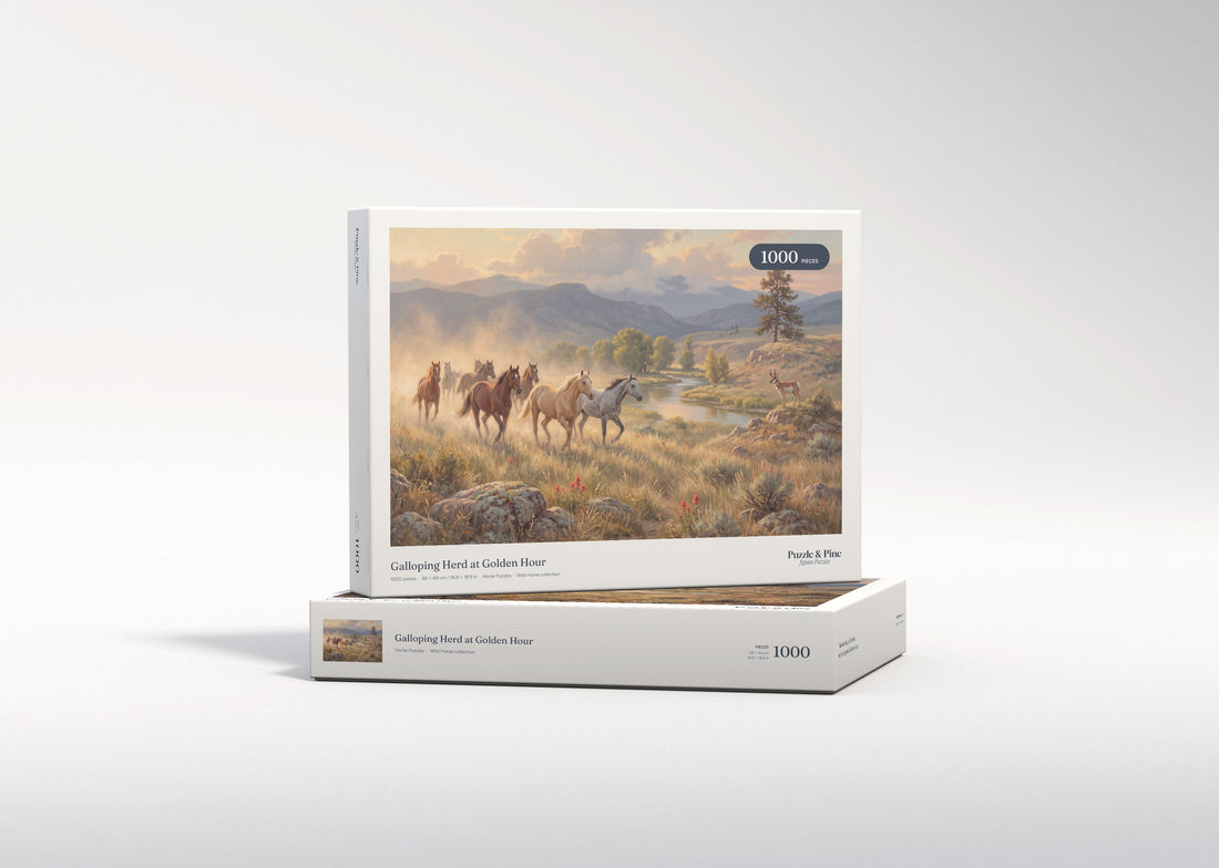 Galloping Herd at Golden Hour jigsaw puzzle - gift box
