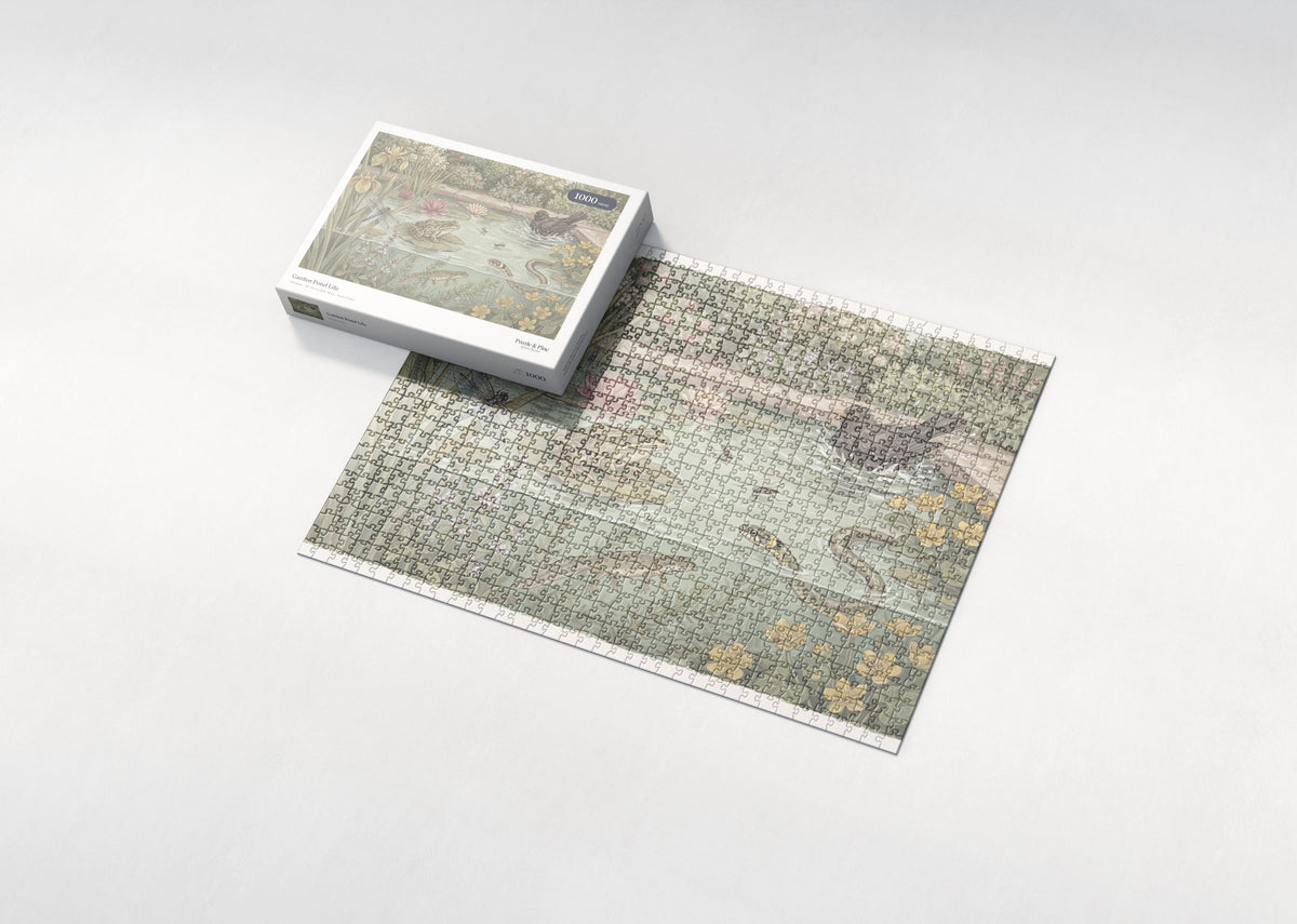 Garden Pond Life jigsaw puzzle - box and puzzle
