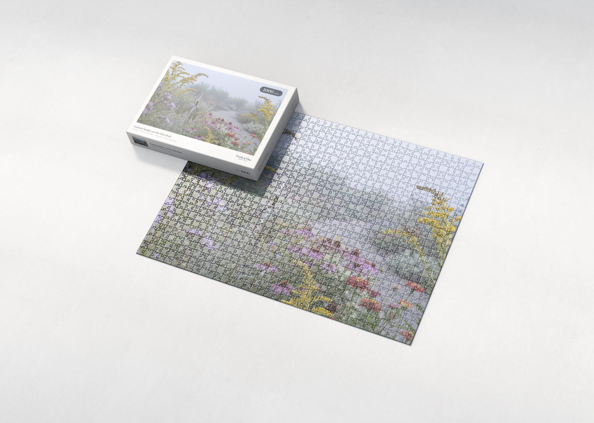 Garden Spider on the Orb Web jigsaw puzzle - box and puzzle