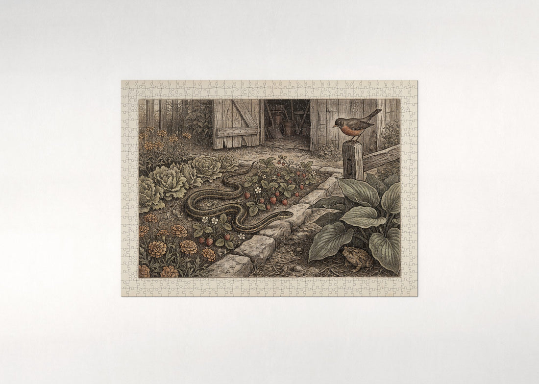 Garter Snake in the Garden jigsaw puzzle - gift box