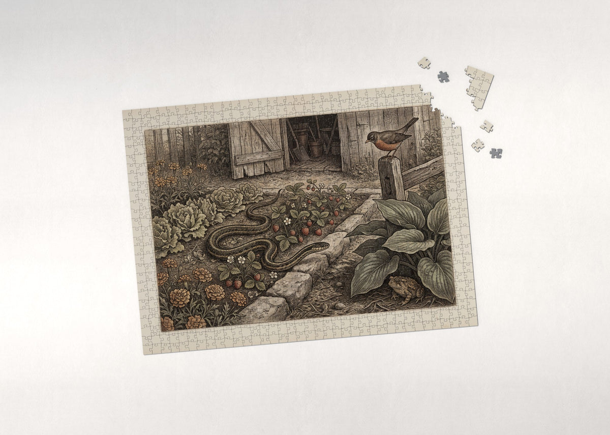 Garter Snake in the Garden jigsaw puzzle - puzzle with loose pieces