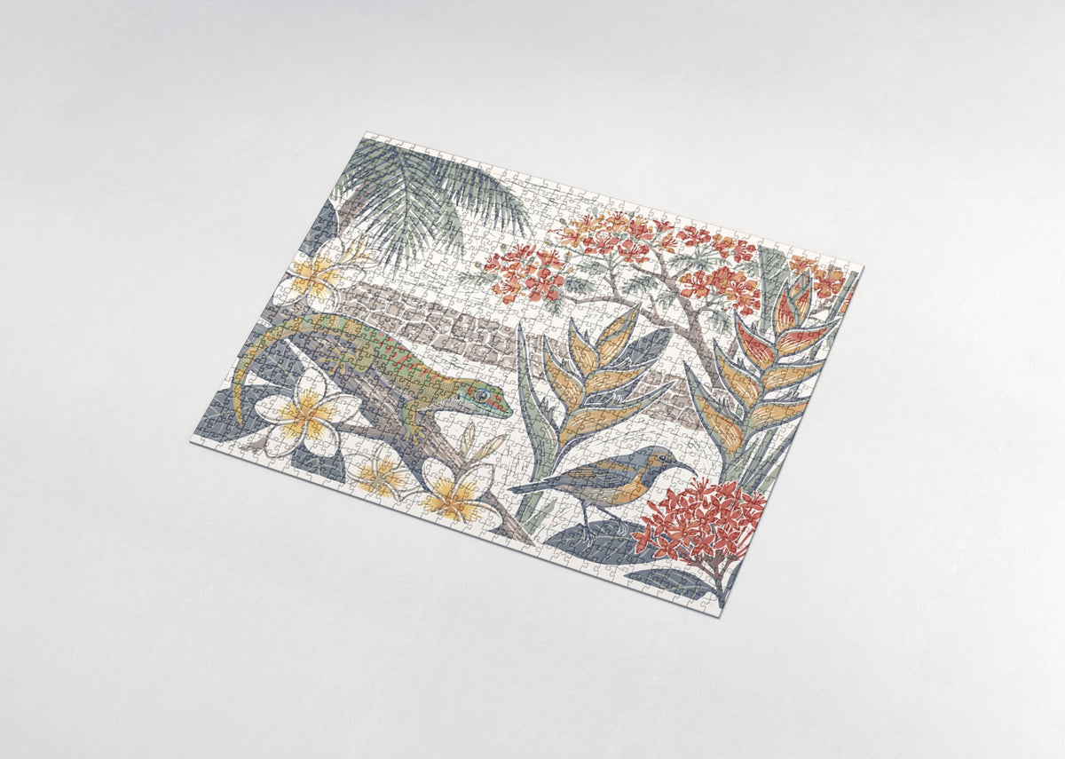Gecko Among the Tropical Flowers jigsaw puzzle - assembled puzzle