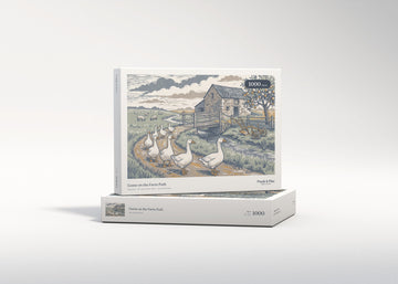 Geese on the Farm Path jigsaw puzzle - gift box