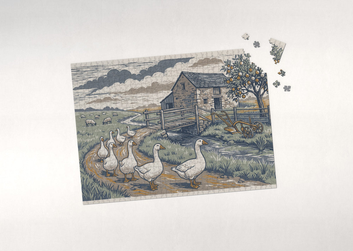 Geese on the Farm Path jigsaw puzzle - puzzle with loose pieces