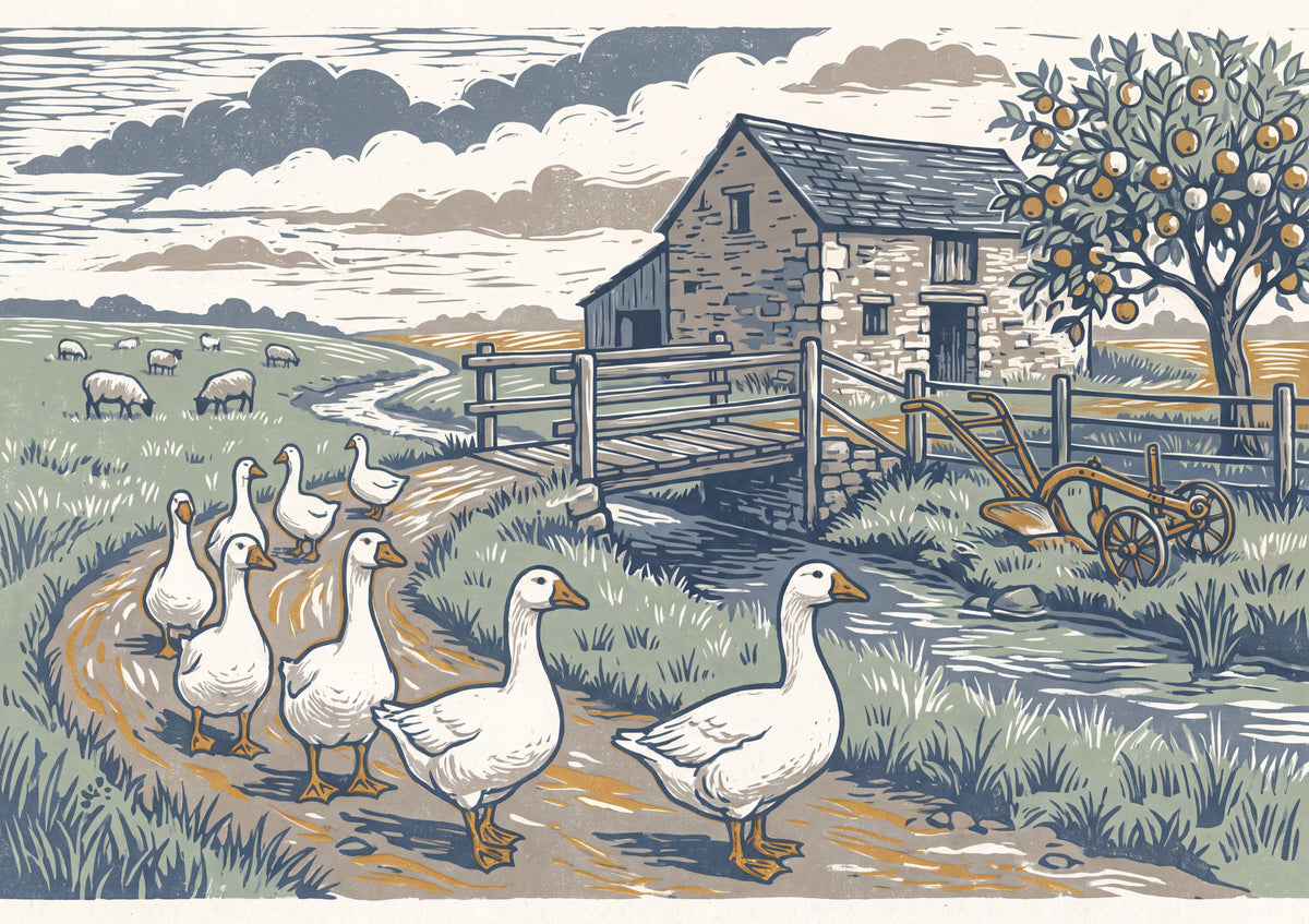 Geese on the Farm Path jigsaw puzzle