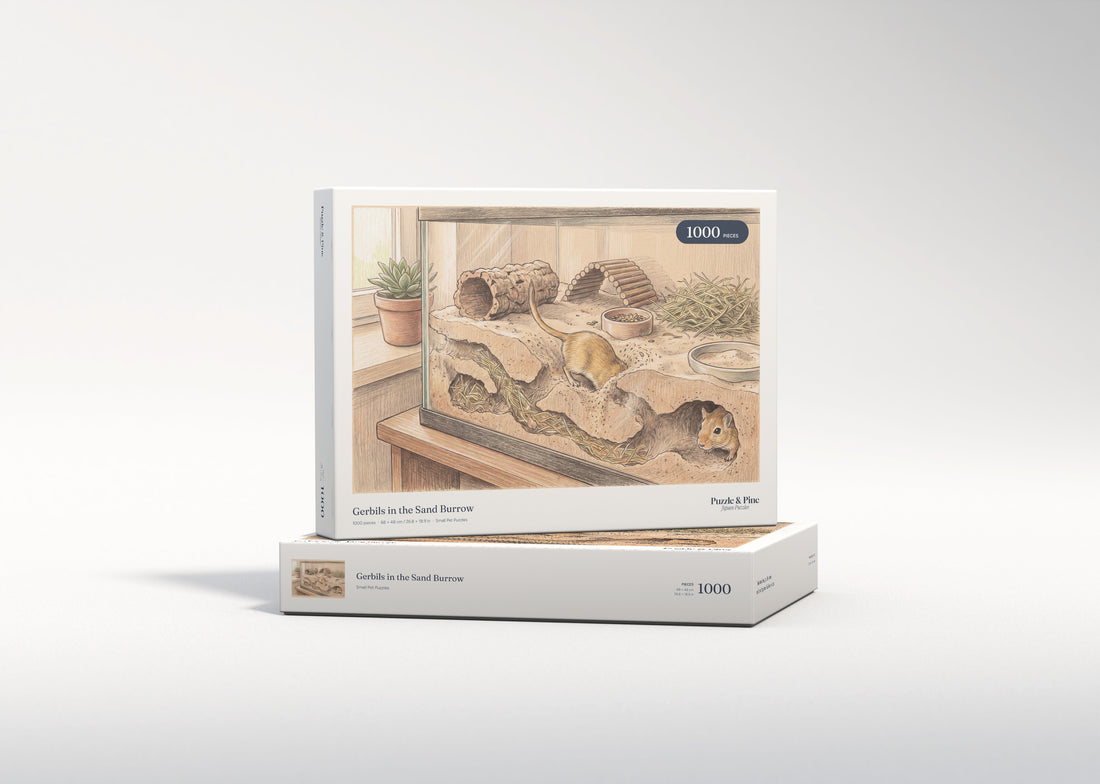 Gerbils in the Sand Burrow jigsaw puzzle - gift box