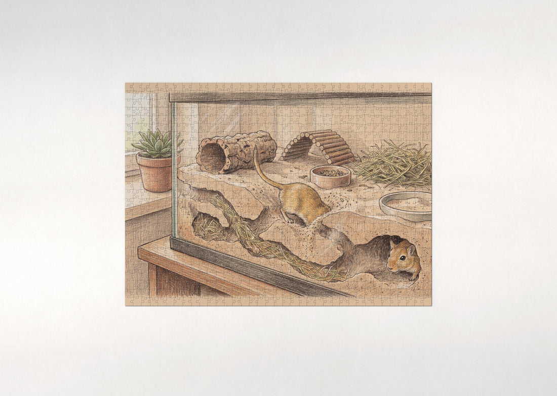 Gerbils in the Sand Burrow jigsaw puzzle - gift box
