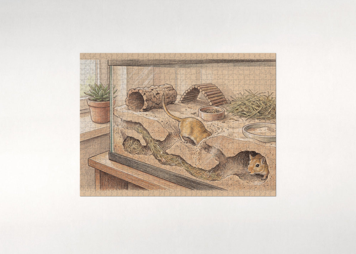 Gerbils in the Sand Burrow jigsaw puzzle - flat puzzle