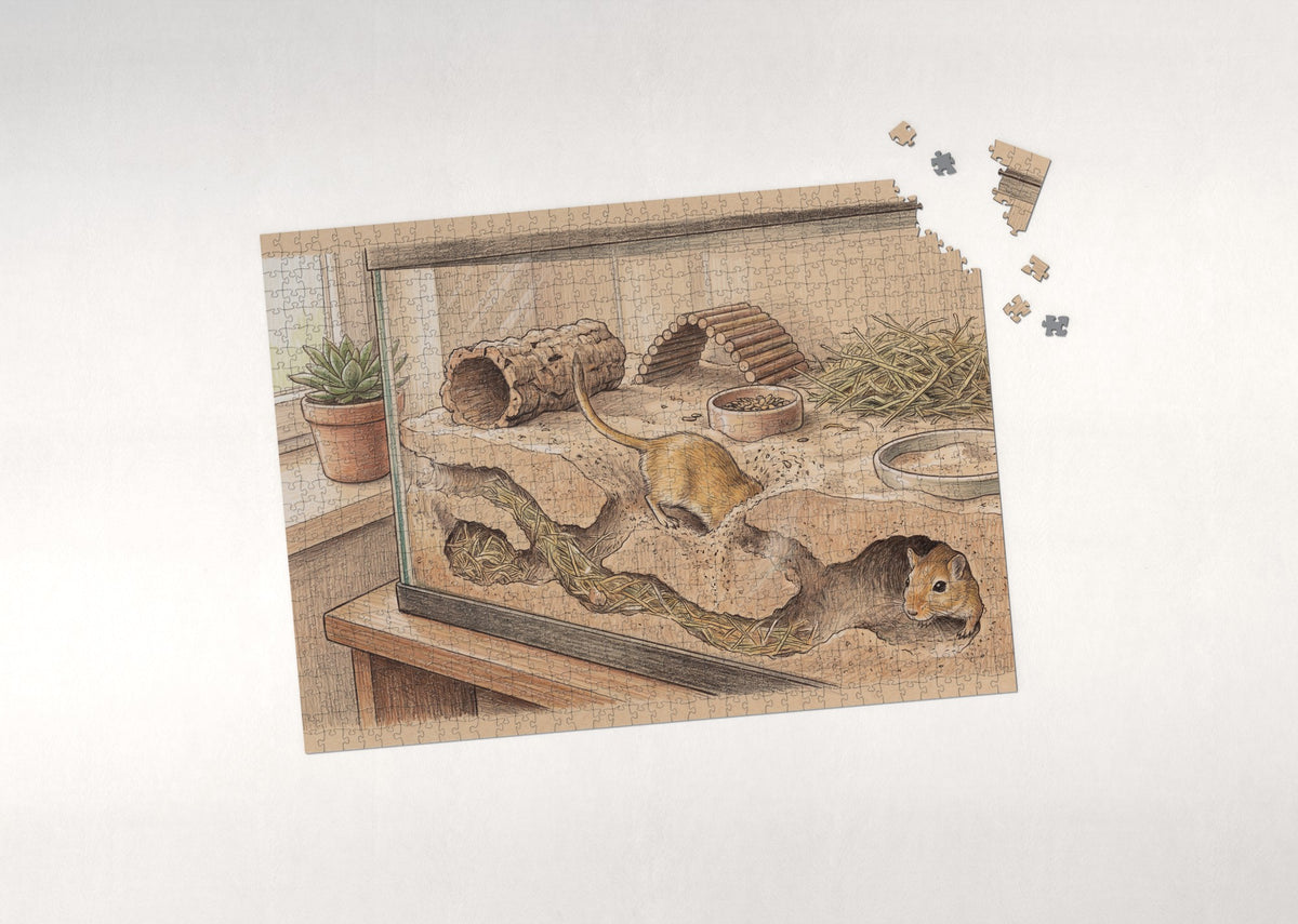 Gerbils in the Sand Burrow jigsaw puzzle - puzzle with loose pieces