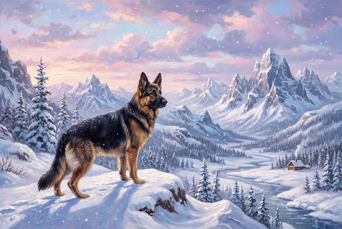 German Shepherd at the Snowy Ridge Lookout jigsaw puzzle