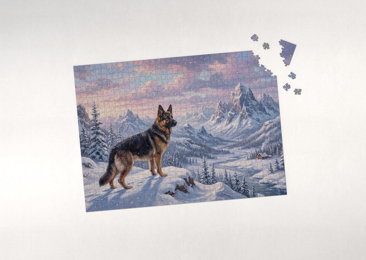 German Shepherd at the Snowy Ridge Lookout jigsaw puzzle - puzzle with loose pieces