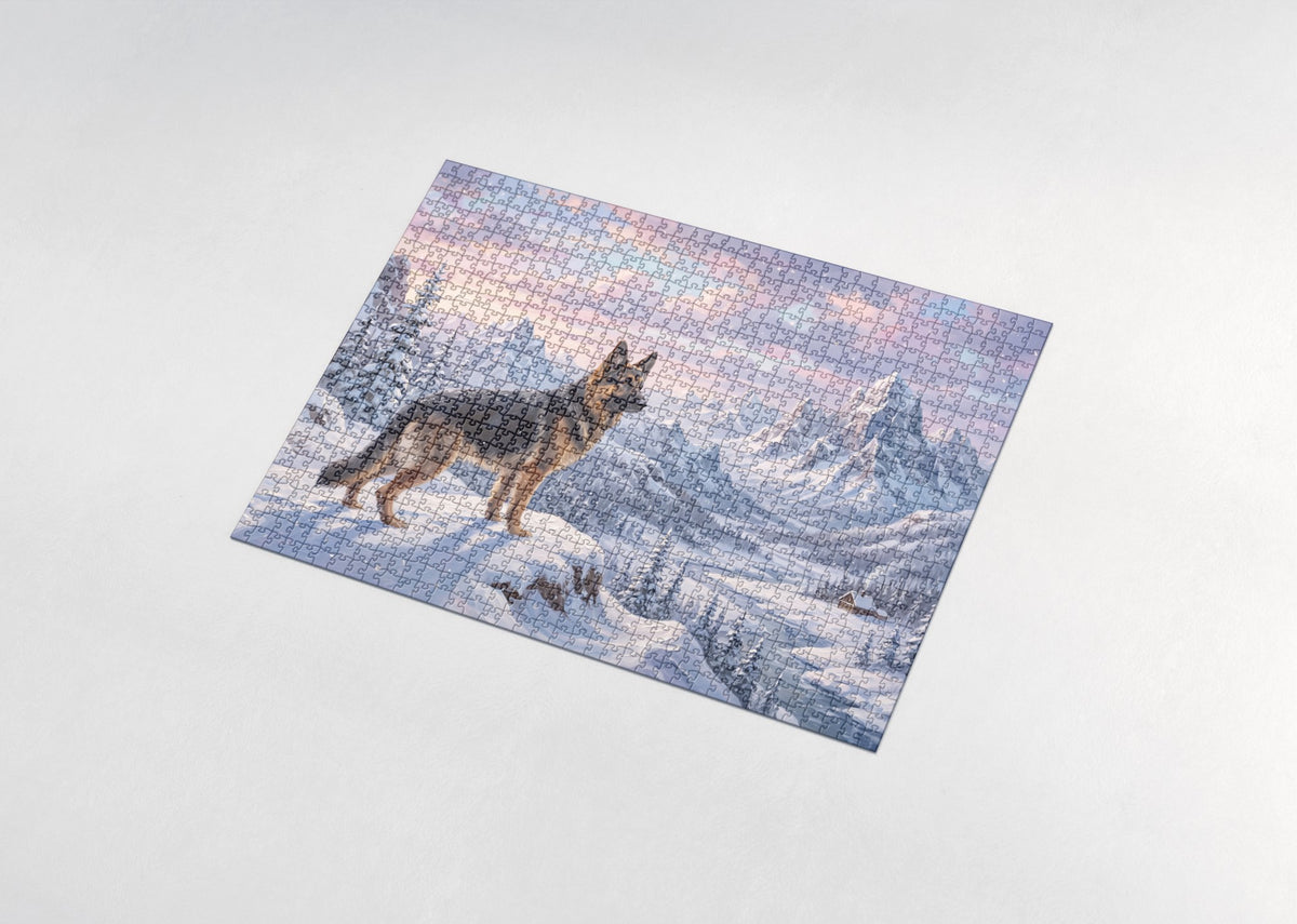 German Shepherd at the Snowy Ridge Lookout jigsaw puzzle - assembled puzzle