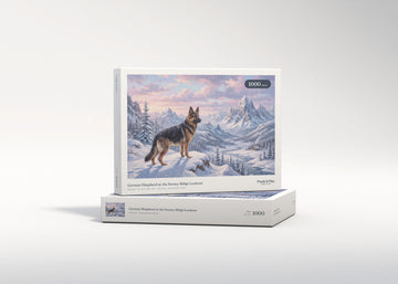German Shepherd at the Snowy Ridge Lookout jigsaw puzzle - gift box