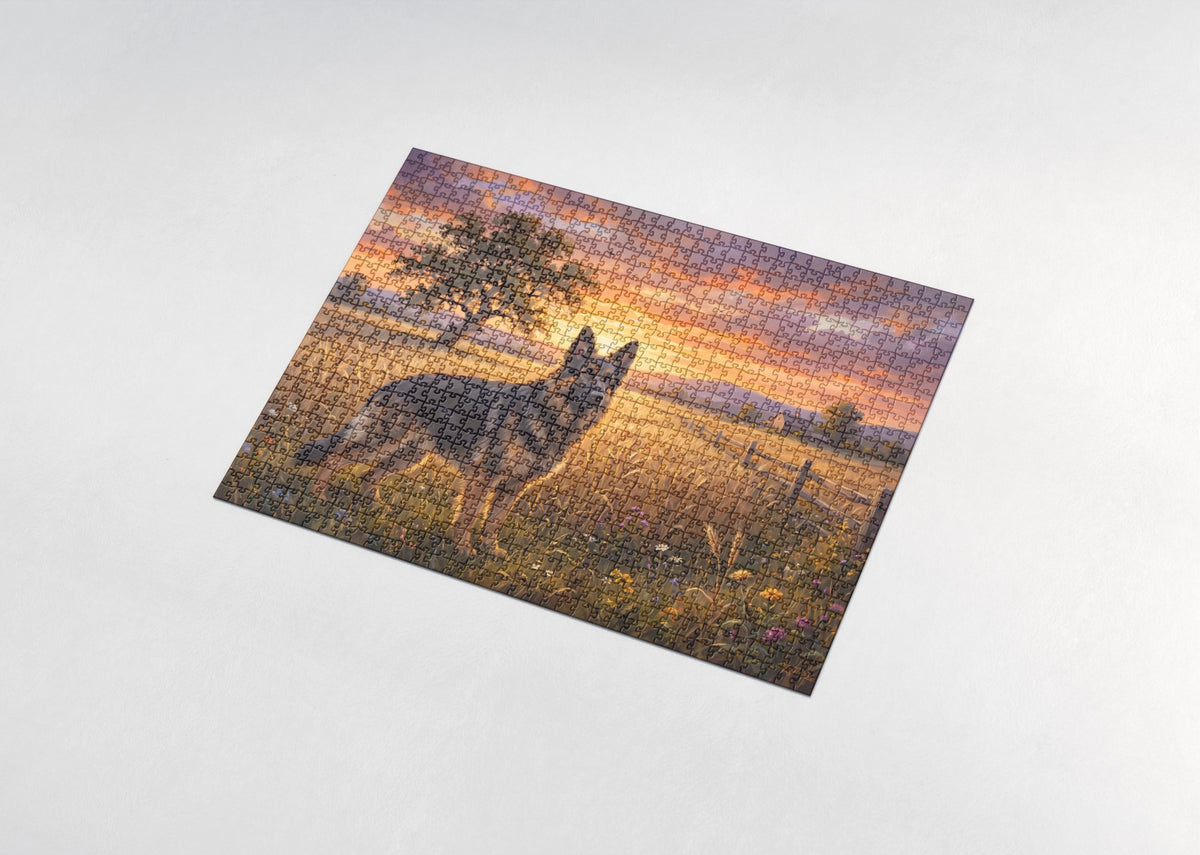 German Shepherd in the Wheat Field at Sunset jigsaw puzzle - assembled puzzle