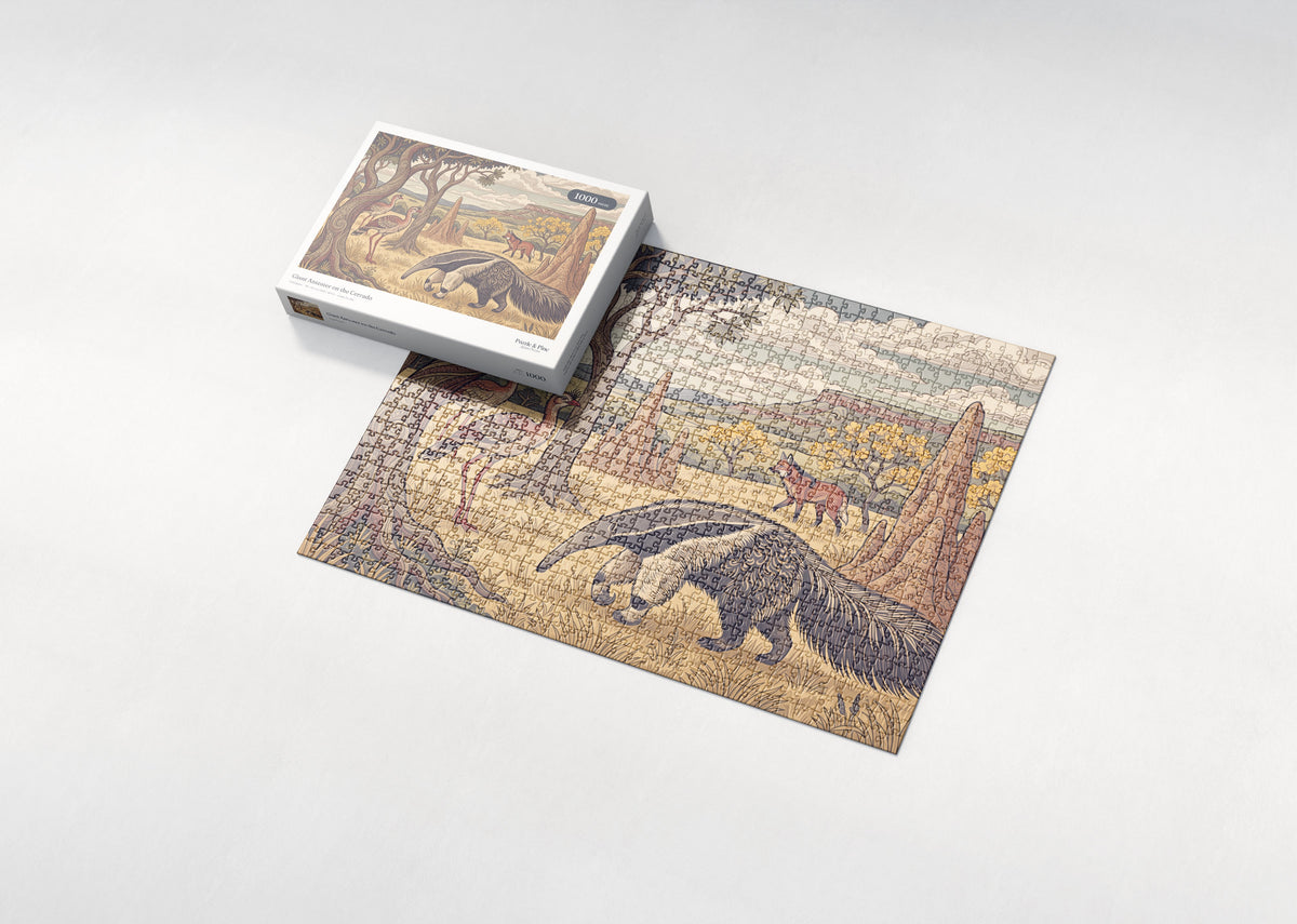Giant Anteater on the Cerrado jigsaw puzzle - box and puzzle
