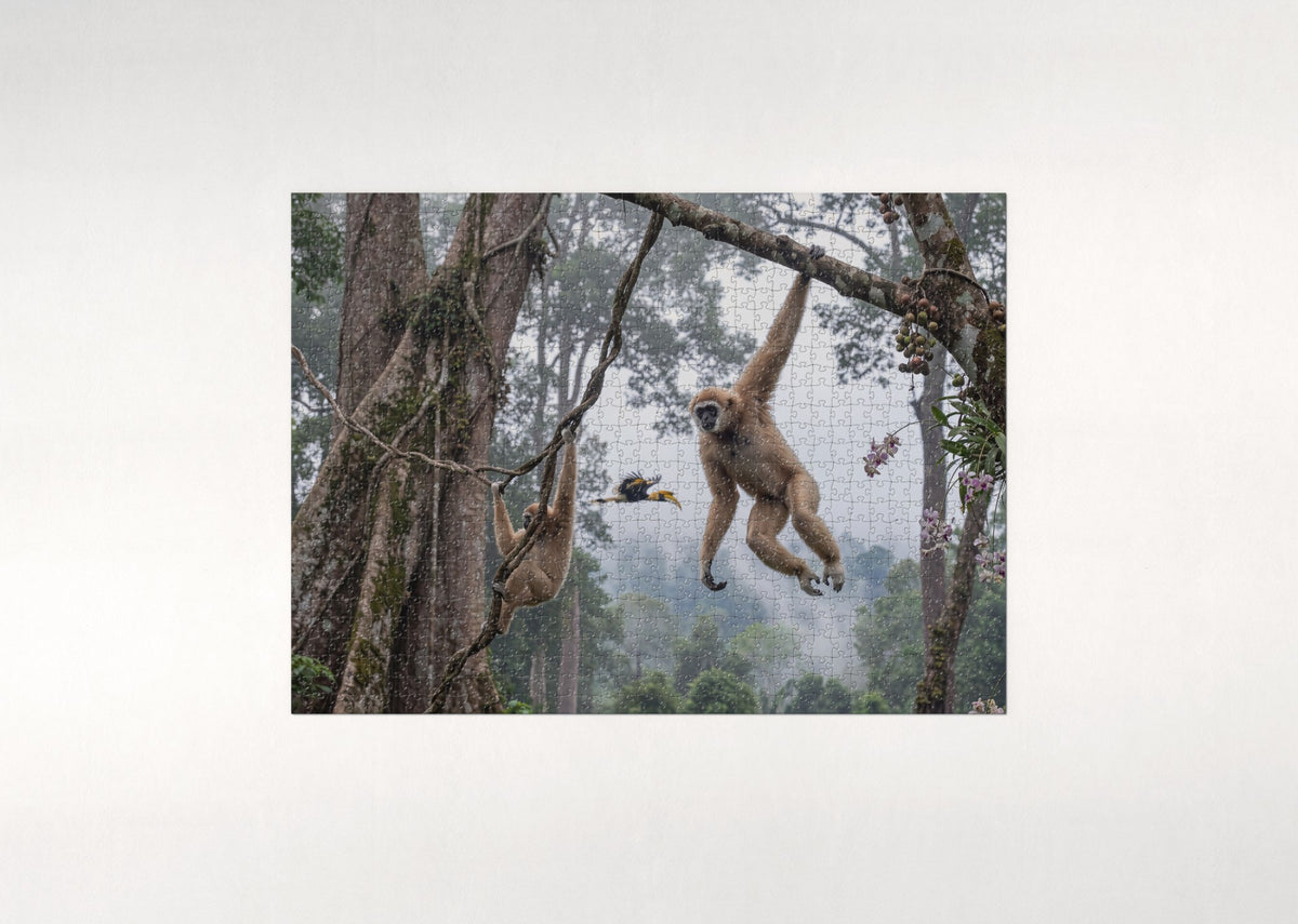 Gibbon Swinging Through the Canopy jigsaw puzzle - flat puzzle