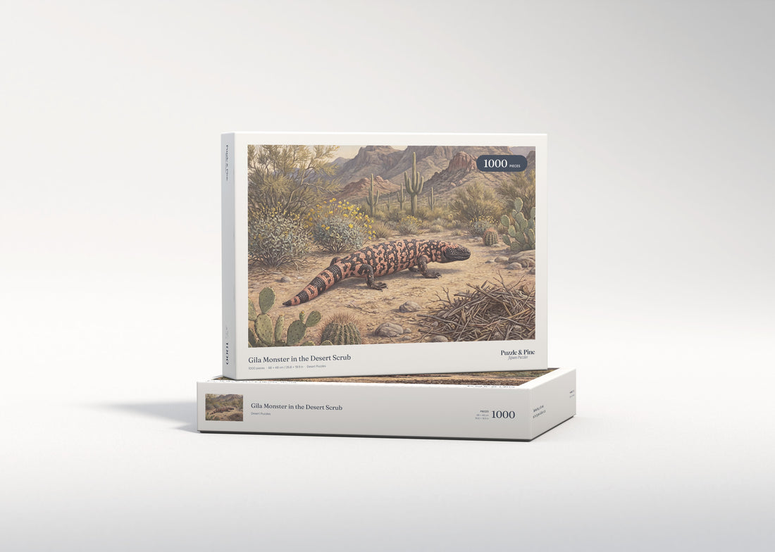 Gila Monster in the Desert Scrub jigsaw puzzle - gift box