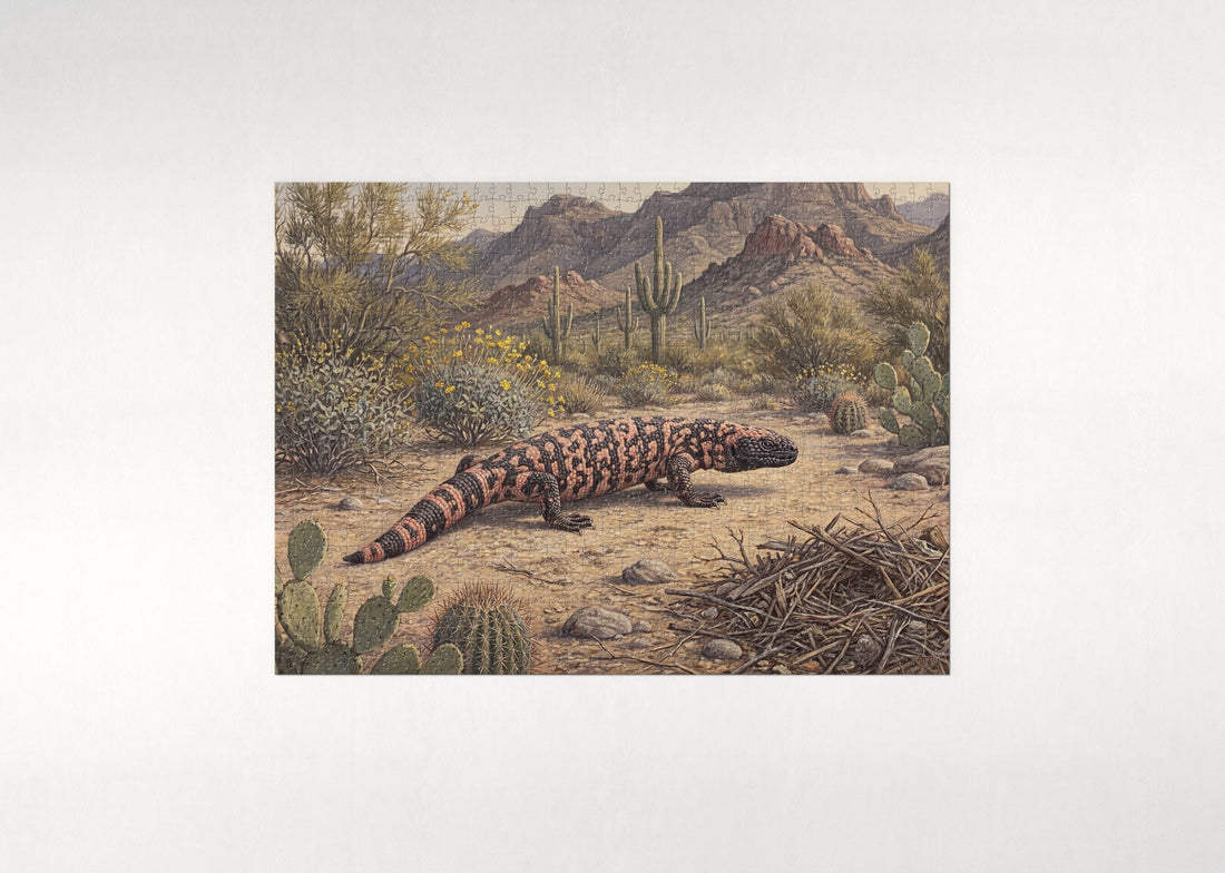Gila Monster in the Desert Scrub jigsaw puzzle - gift box