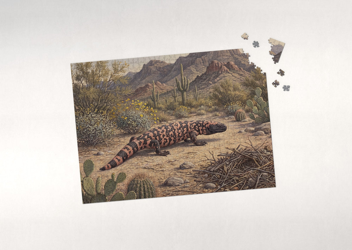 Gila Monster in the Desert Scrub jigsaw puzzle - puzzle with loose pieces