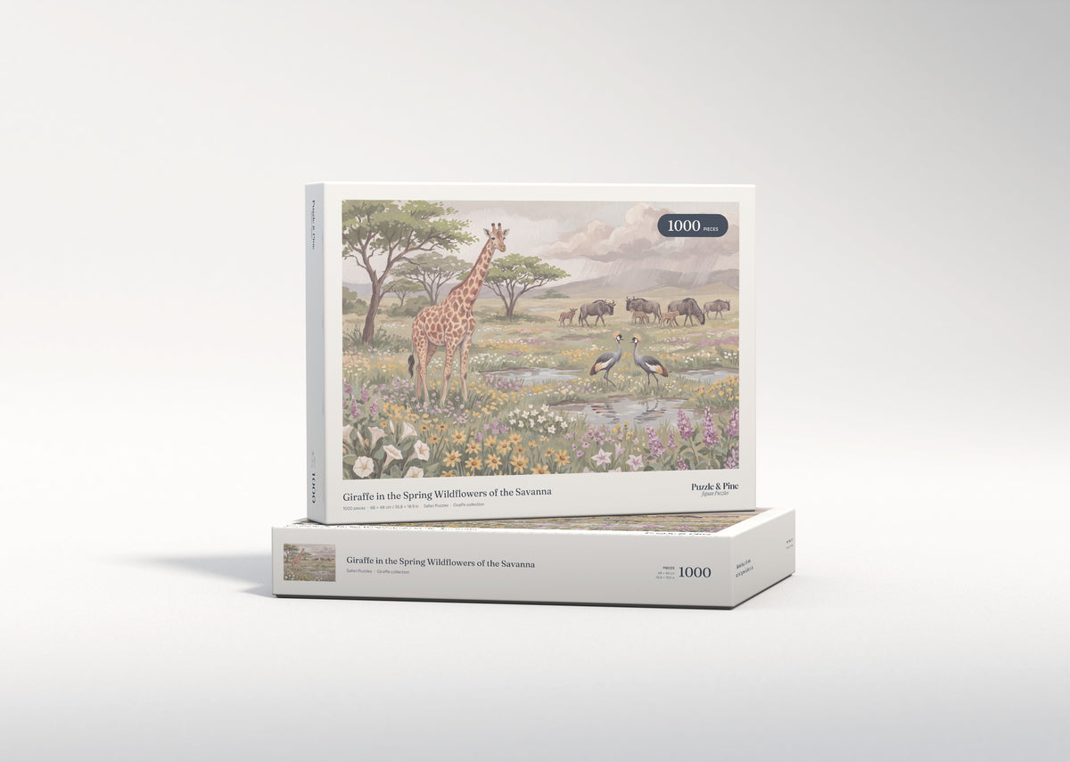 Giraffe in the Spring Wildflowers of the Savanna jigsaw puzzle - gift box