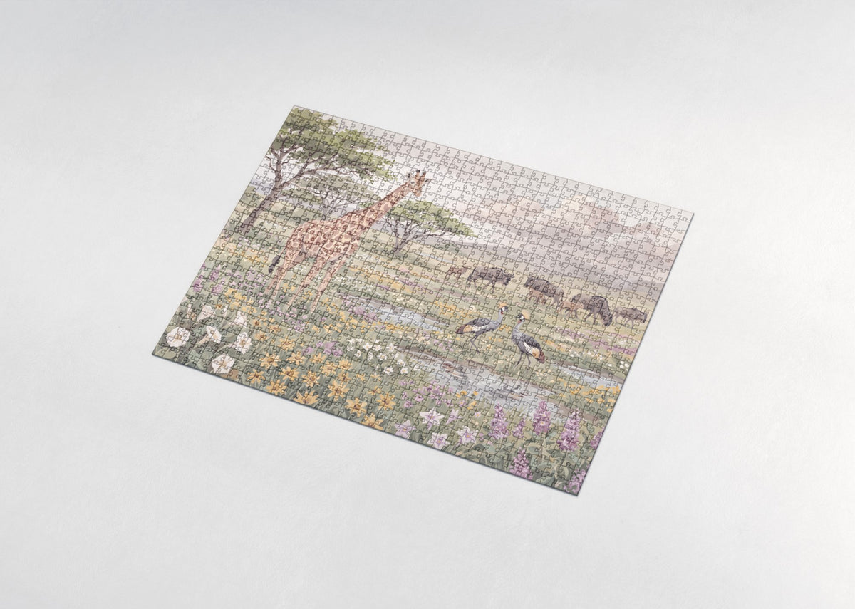 Giraffe in the Spring Wildflowers of the Savanna jigsaw puzzle - assembled puzzle