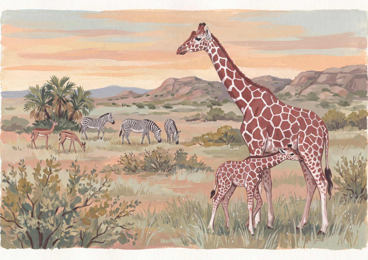 Giraffe Mother and Calf at Sunrise jigsaw puzzle