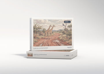 Giraffe Pair on the Red Earth Road jigsaw puzzle - gift box