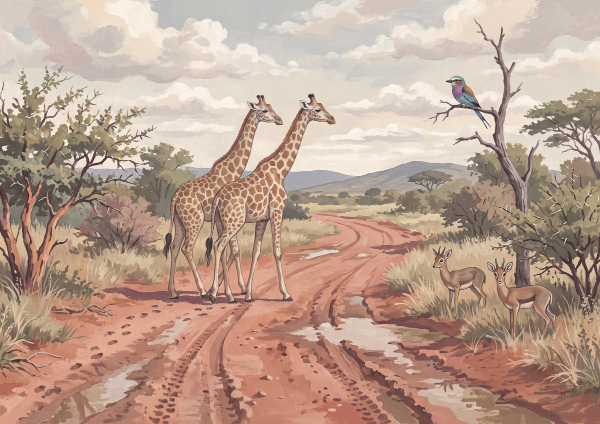 Giraffe Pair on the Red Earth Road jigsaw puzzle