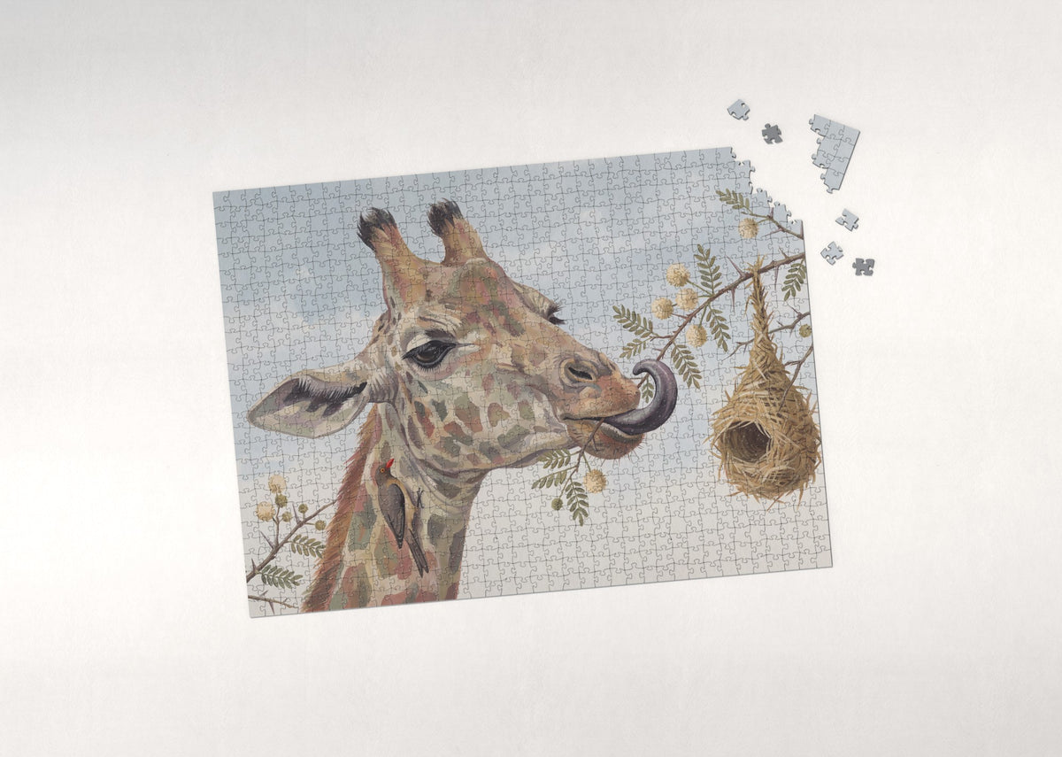 Giraffe Portrait Among the Leaves jigsaw puzzle - puzzle with loose pieces