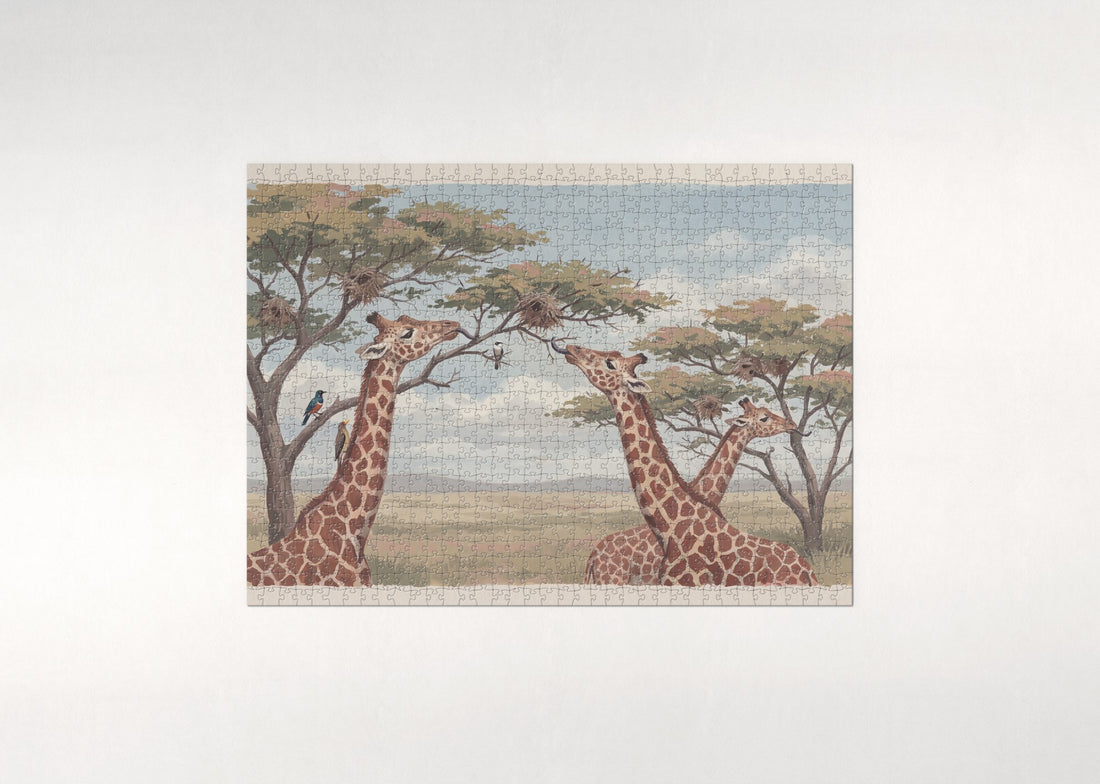 Giraffes at the Acacia Treetops jigsaw puzzle - gift box