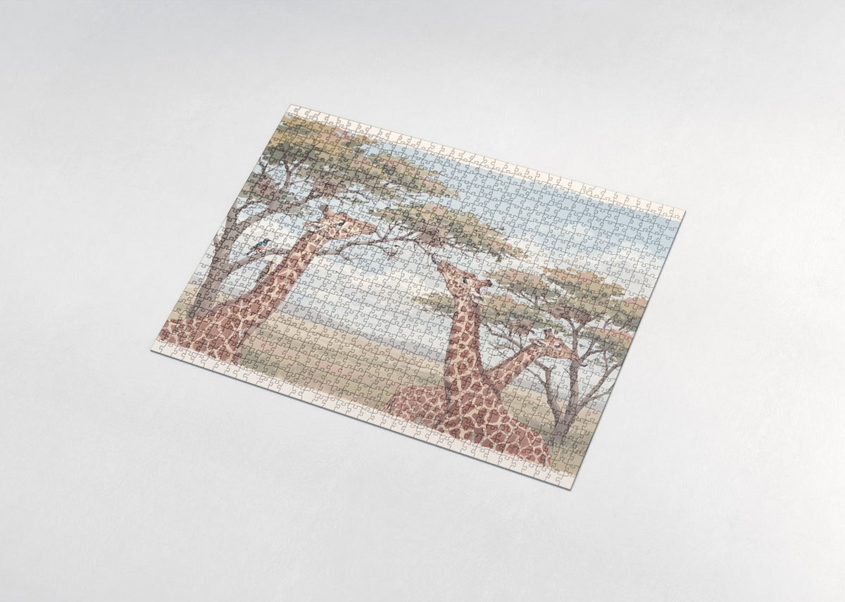 Giraffes at the Acacia Treetops jigsaw puzzle - assembled puzzle