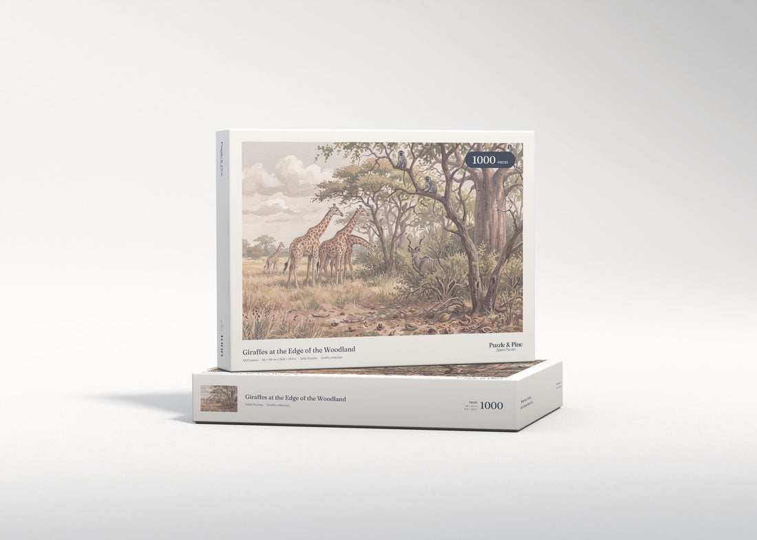 Giraffes at the Edge of the Woodland jigsaw puzzle - gift box