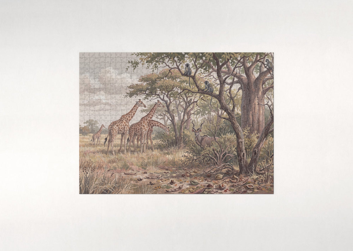 Giraffes at the Edge of the Woodland jigsaw puzzle - flat puzzle