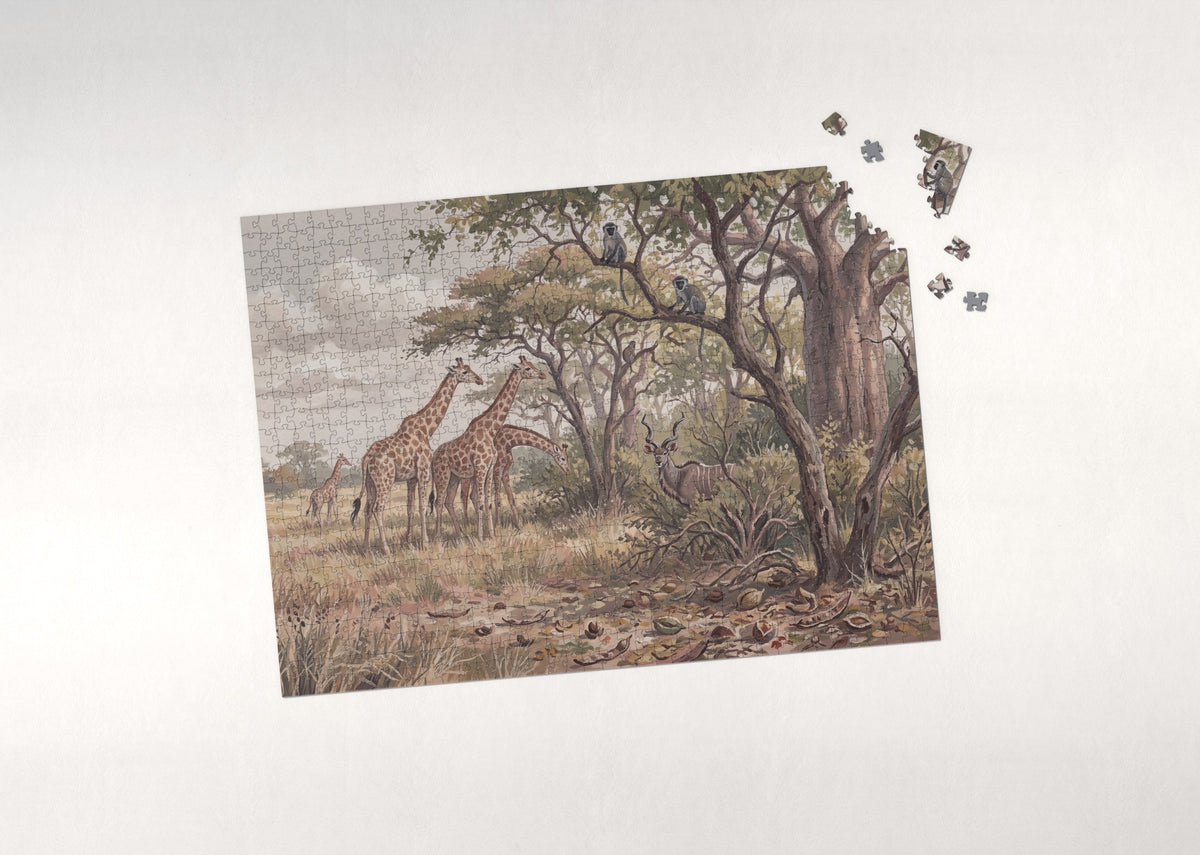Giraffes at the Edge of the Woodland jigsaw puzzle - puzzle with loose pieces