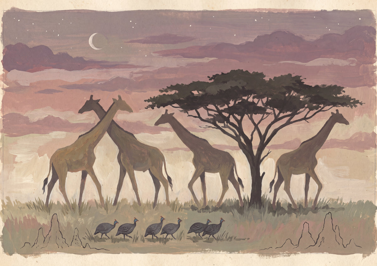 Giraffes Silhouetted at Dusk jigsaw puzzle