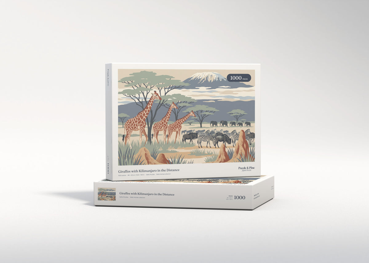 Giraffes with Kilimanjaro in the Distance jigsaw puzzle - gift box