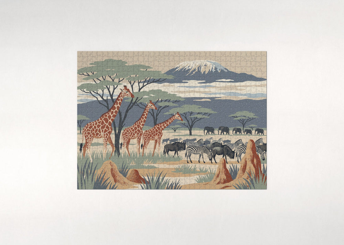 Giraffes with Kilimanjaro in the Distance jigsaw puzzle - gift box